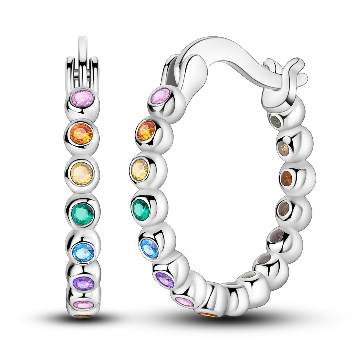 Sparkling Colored Circular Cubic Synthetic Zirconia Hoop Earrings
